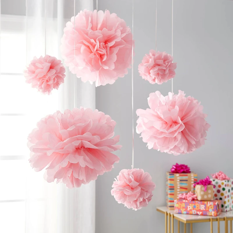 12 Pack: Light Pink Paper Pom Poms by Celebrate It™