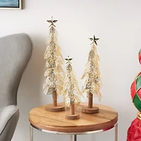 Gold Metal Layered Cutout Leaf Christmas Tree Sculpture Set
