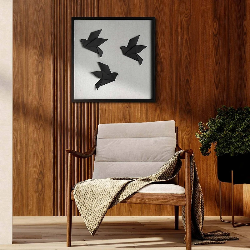 American Art Decor Silhouettes in Flight Paper & Linen Wall Art - 18" x 18"