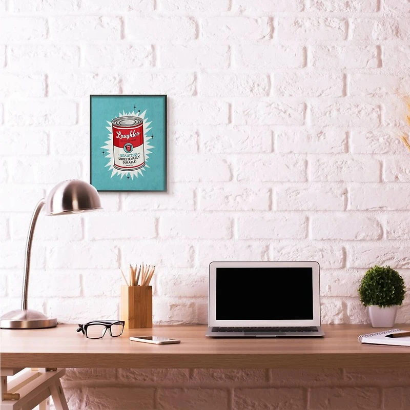 Stupell Industries Canned Laughter Wall Art in Black Frame