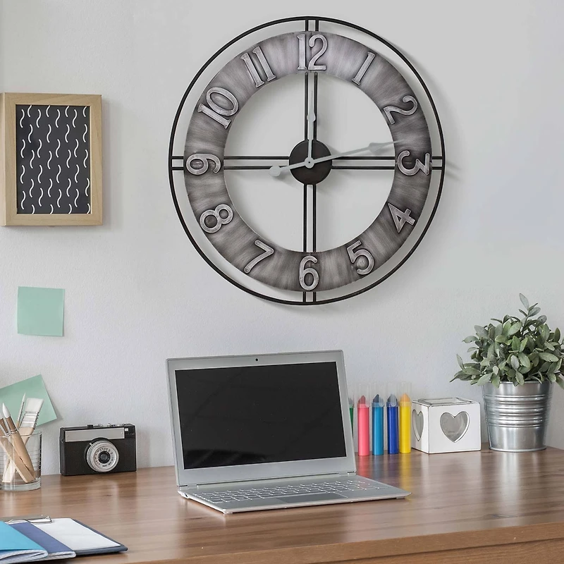 Sorbus® 24" Gray Metal Wall Clock