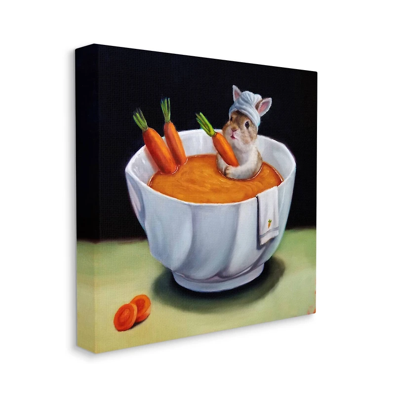 Stupell Industries Bunny Rabbit Carrot Vegetable Soup Bath Canvas Wall Art