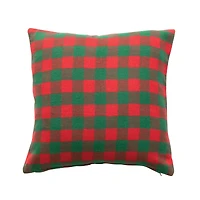 Hello Honey® 18" x 18" Square Red & Green Buffalo Check Cotton Flannel Pillow