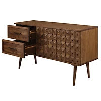 Walker Edison 58" Brown Solid Wood 2-Drawer Prism Sideboard