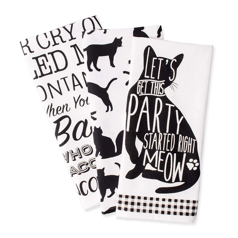 DII® Cat Printed Dishtowel Set