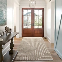Glitzhome® 5ft. x 8ft. Ivory & Tan Geometric Shag Area Rug