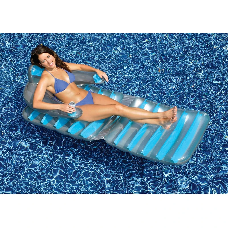 Pool Central 6.2ft. Inflatable Swimming Pool Folding Lounge Chair Float
