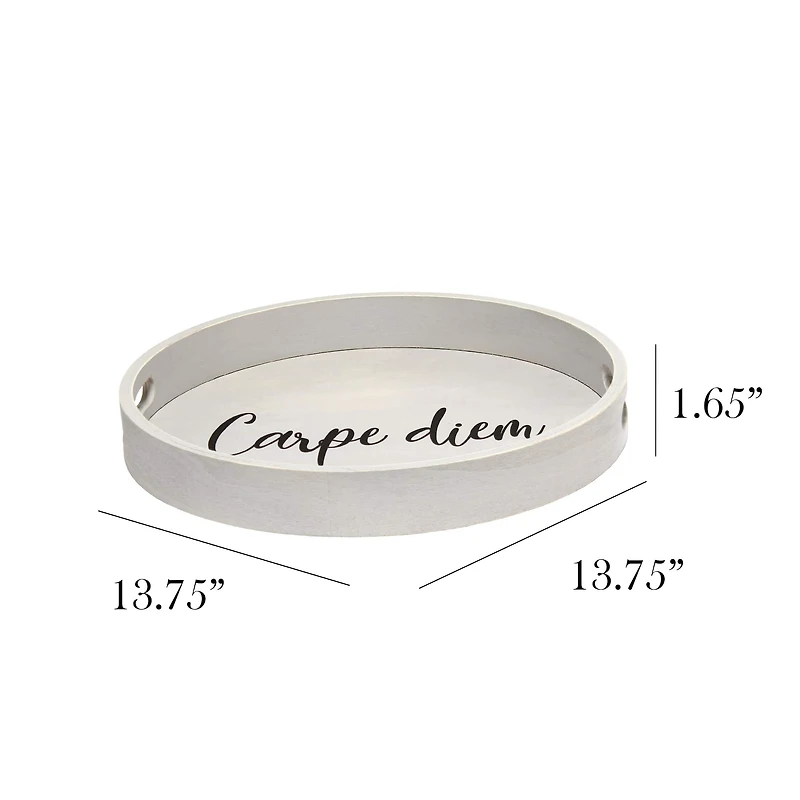 Elegant Designs™ 13.8" Round Carpe Diem Serving Tray with Handles