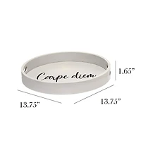 Elegant Designs™ 13.8" Round Carpe Diem Serving Tray with Handles