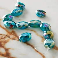Aqua Faceted Glass Oval Beads, 15.5mm by Bead Landing™