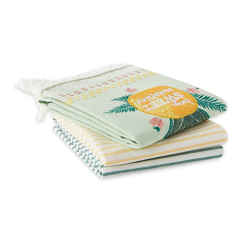 Sweet Pineapple Embellished Dishtowel (Set of 3)