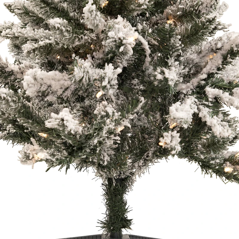4ft. Pre-Lit Flocked Pine Slim Artificial Christmas Tree, Clear Lights