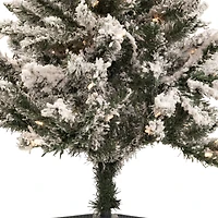 4ft. Pre-Lit Flocked Pine Slim Artificial Christmas Tree, Clear Lights