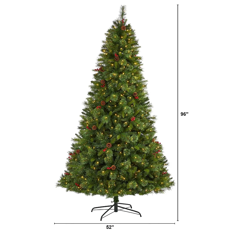 8ft. Pre-Lit Aberdeen Spruce Artificial Christmas Tree, Clear LED Lights