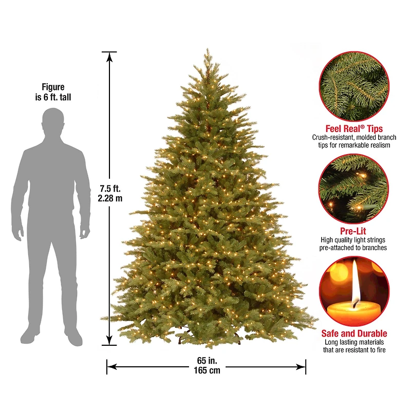 7.5ft. Pre-Lit Feel-Real® Nordic Spruce® Artificial Christmas Tree, Clear Lights