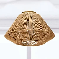 Hello Honey® 13.8" Coastal Ceiling Lamp with Natural Paper Rope Shade and Iron Base