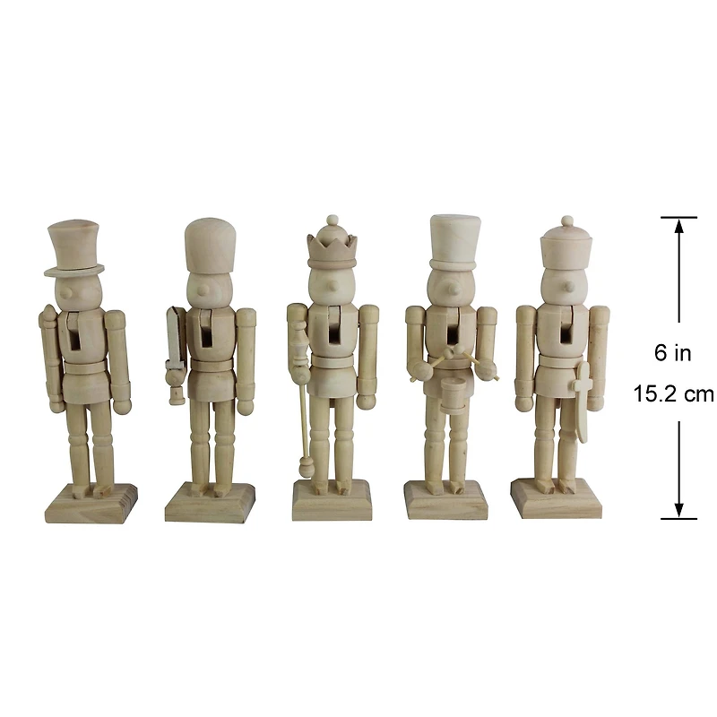 6" Classic 5 Piece DIY Pinewood Nutcracker Set by Make Market®