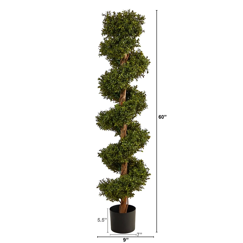 5ft. Potted UV Resistant Spiral Boxwood Topiary Tree