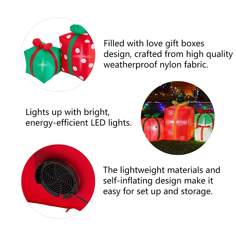 Glitzhome® 8ft. Inflatable Gift Boxes With Lights