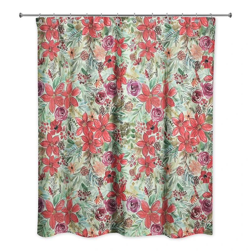 Holiday Blooms Pattern Shower Curtain