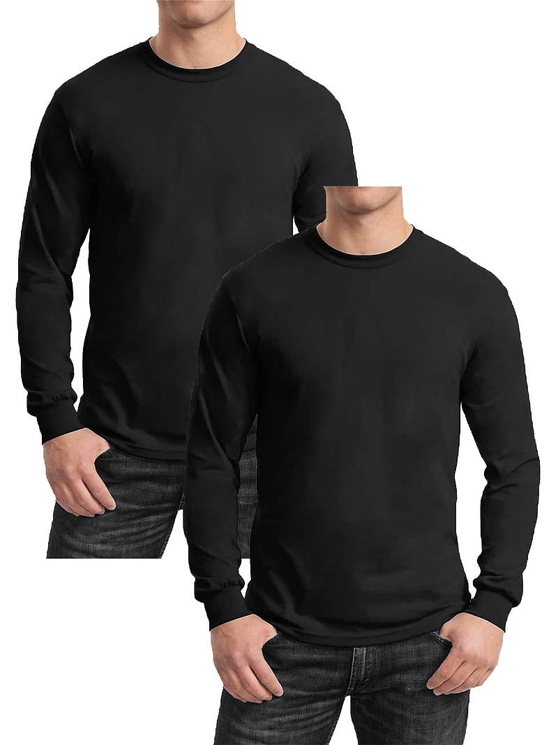 Galaxy by Harvic Long Sleeve Crew Neck Men's T-Shirt 2 Pack