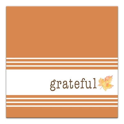 Orange & White Stripes Grateful Fall Canvas Wall Art