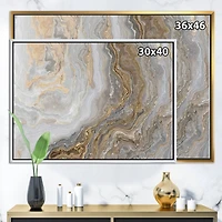 Designart - White Marble with Curley Grey and Gold Veins