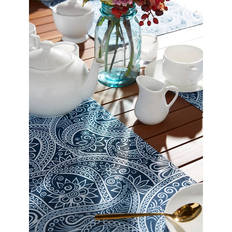 Blue Paisley Print Outdoor Placemat Set/6"