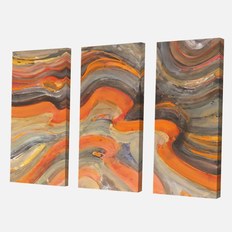 Designart - Abstract Gilded Orange Waves