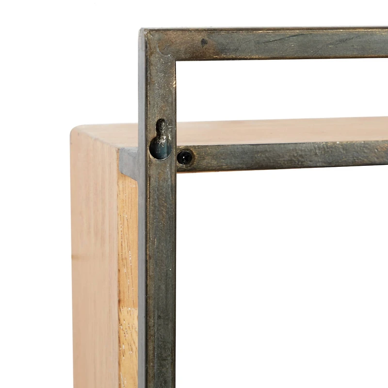 Brown Wood Industrial Wall Shelf, 35" x 24" x 6"