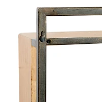 Brown Wood Industrial Wall Shelf, 35" x 24" x 6"