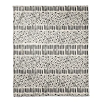Black & Cream Dashes with Dots Fleece Throw Blanket