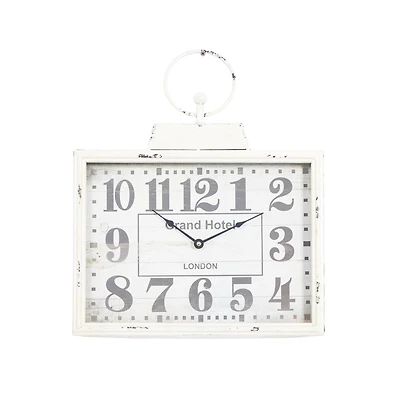 16" White Metal Vintage Wall Clock