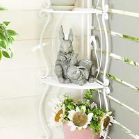 11" Gray Farmhouse Rabbits Garden Sculpture