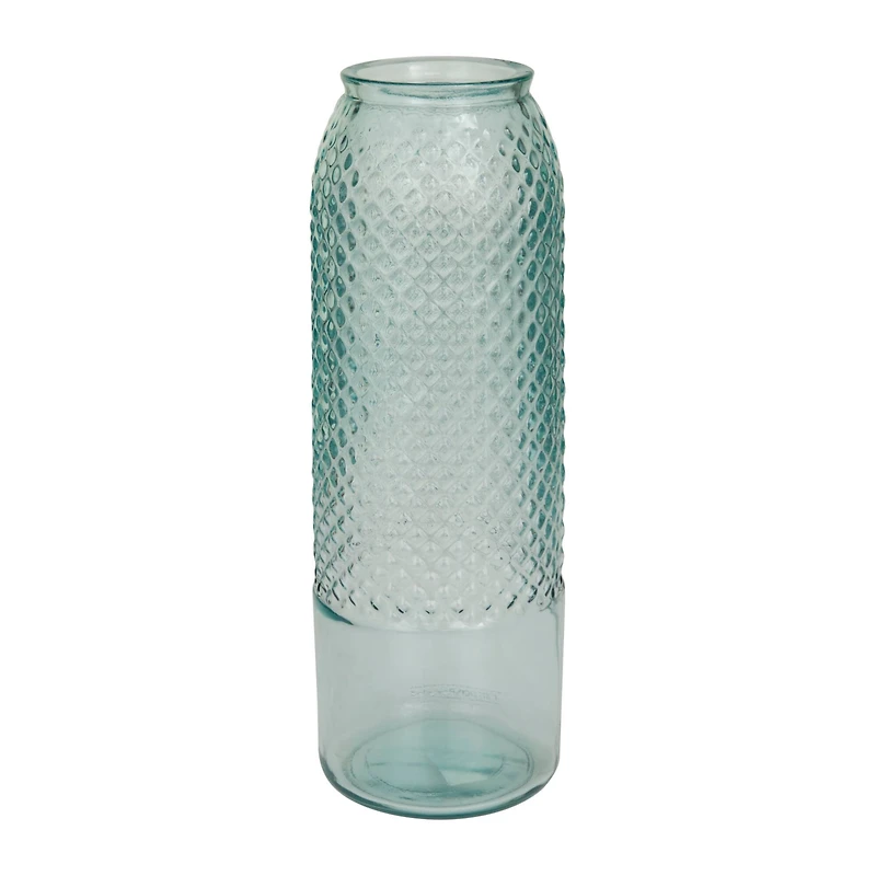 Blue Recycled Glass Handmade Spanish Vase 6" x 6" x 17"