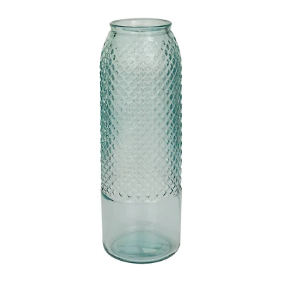 Blue Recycled Glass Handmade Spanish Vase 6" x 6" x 17"