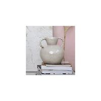 Hello Honey® 9.25" Cream Reactive Glaze Stoneware Vase with Twisted Handle