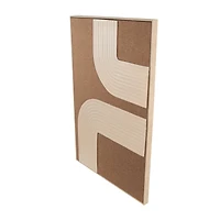 33" x 49" Brown Polyester Abstract Framed Wall Art with Tan Ribbed Arches