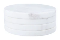 Hello Honey® Round Marble Coasters with Mango Wood Holder Set