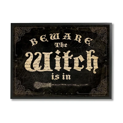 Stupell Industries Beware The Witch Vintage Phrase Framed Giclee Art