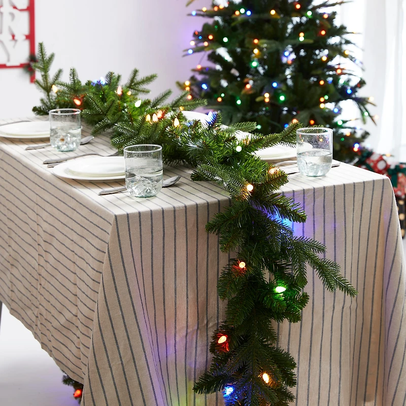 Glitzhome® 9ft. Pre-Lit Greenery Christmas Garlands with LED Light Timers, 2ct.