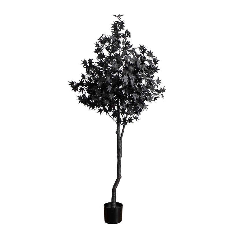 6ft. Pre-Lit Artificial Halloween Black Maple Tree with 300 Orange & Purple LED Lights