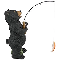 Design Toscano 13.5" Hooked on Fishing Fisherman Black Bear Statue