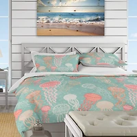 Designart 'Jellyfish Pattern' Nautical & Coastal Bedding Set