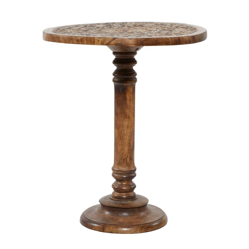 Brown Mango Wood Traditional Accent Table