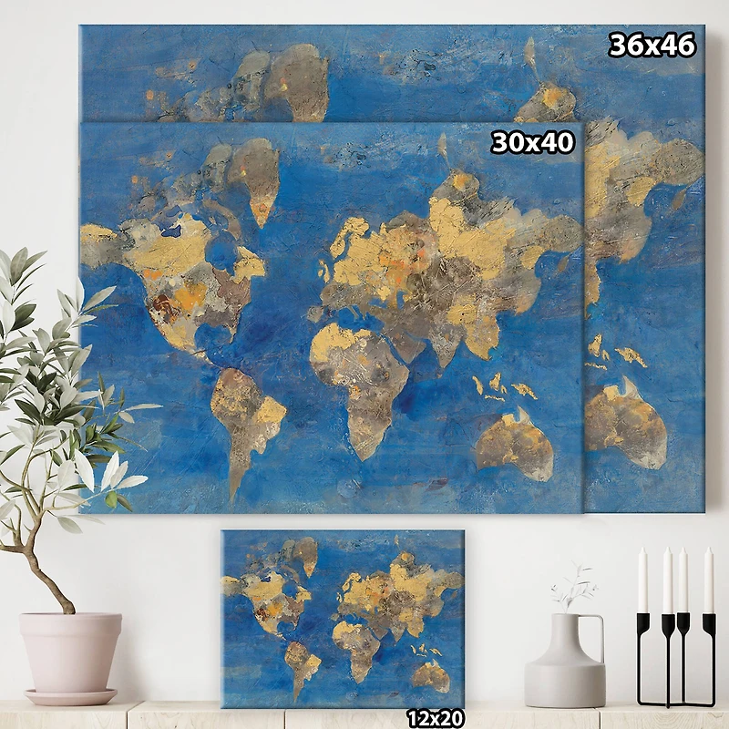 Designart - Golden Glam World Map