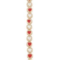 Red & White Enamel Metal Round Heart Beads, 8mm by Bead Landing™