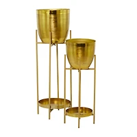 CosmoLiving by Cosmopolitan Gold Metal Planter with Removable Stand Set