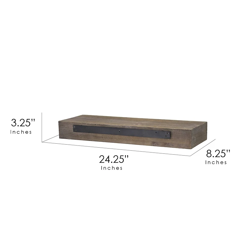 Gray Rustic Wood Floating Wall Shelf