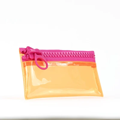 Everything Mary Orange & Pink Transparent Zipper Pouch